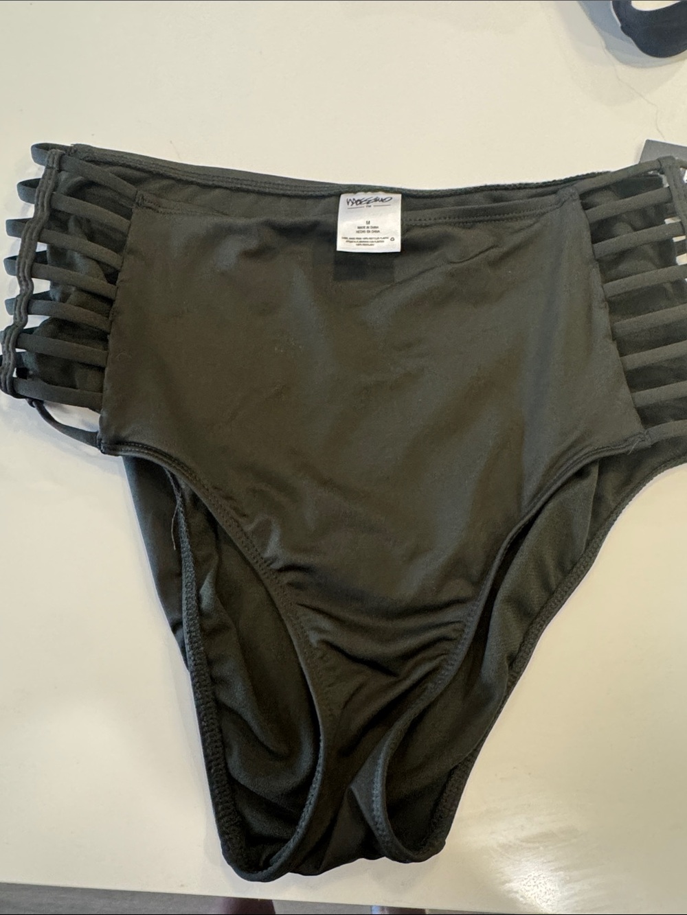 Dark green High Waist Strappy Bikini Bottoms